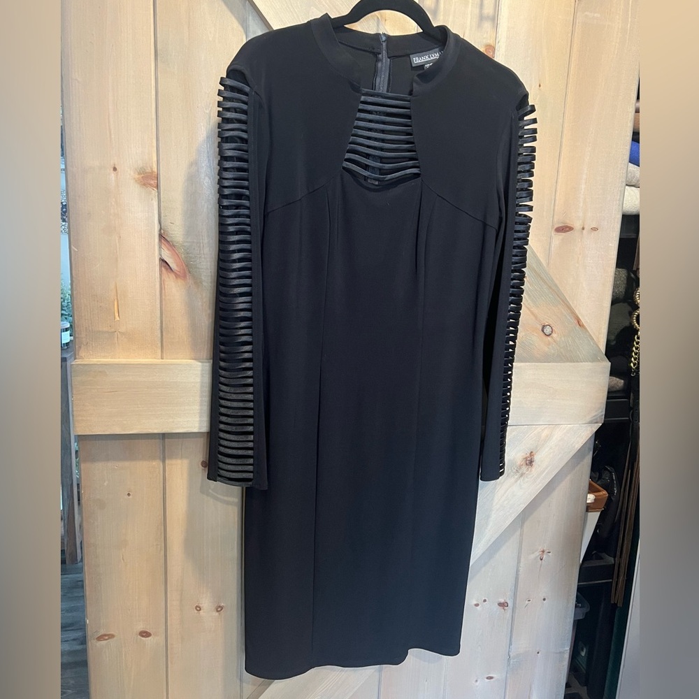 Black Striped-Sleeve Shift Dress